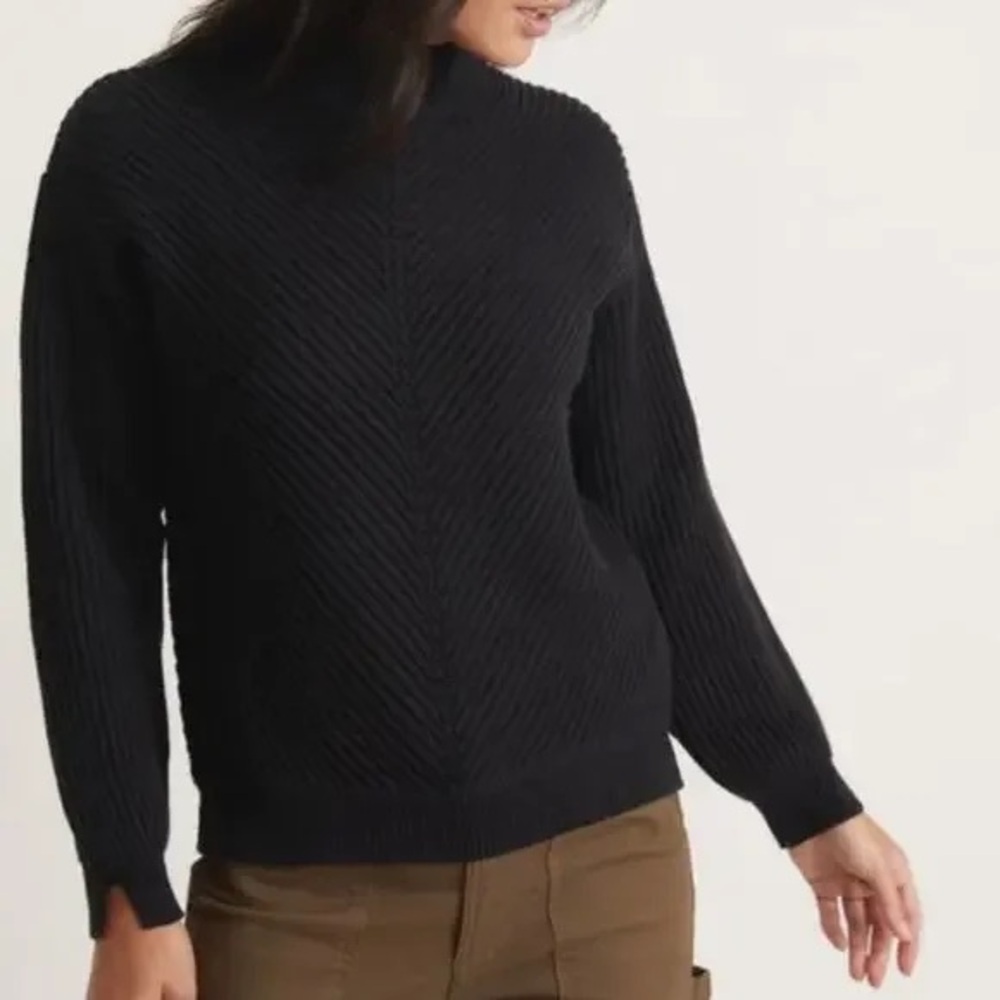 Marine Layer Sweater Skylar‎ Turtleneck Black Ribbed Mock Neck medium